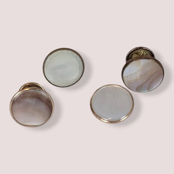 Set of 4 Antique MOP Low Profile Cufflinks (Mismatch) - Picture 2 of 6